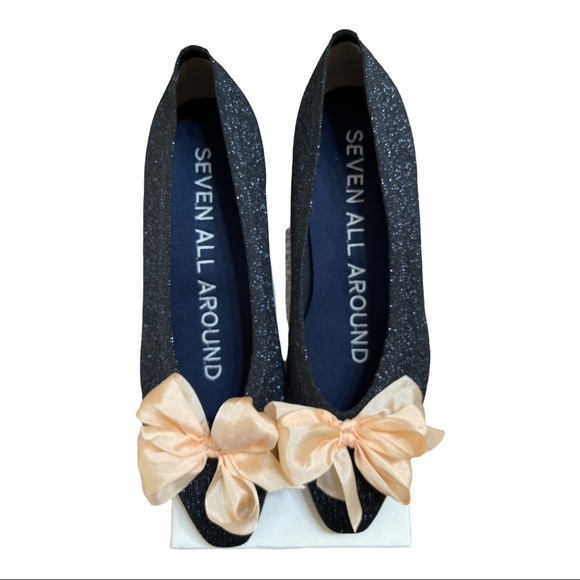 Seven All Around No.3 Ballerina Flats Shoes Black Sparkle Beau Collection - Picture 3 of 11